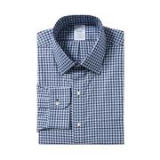 Blauw Navy Gingham Regular Fit Non-Iron Overhemd met Ainsley Kraag Bro...