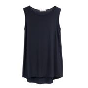 Mouwloze Viscose Top Le Tricot Perugia , Blue , Dames