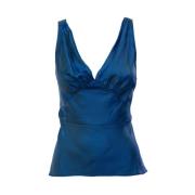 Stijlvolle Acetaat Twill Top Aspesi , Blue , Dames