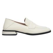 Dames Off-White Leren Loafers met een Lage Hak Estro , White , Dames