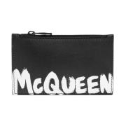 Kaarthouder met logo Alexander McQueen , Black , Heren