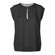 Elegante Zwarte Rosalyn Blouse met Kantdetail Rabens Saloner , Black ,...