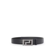 Greca Lederen Riem Maat: 100, kleur: Silv Versace , Gray , Heren