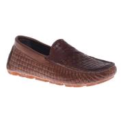 Brown woven print loafer Baldinini , Brown , Heren