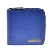Wallet in electric blue saffiano with zip Baldinini , Blue , Heren