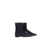 Velour Navy Kettingdetail Enkellaars Pedro Miralles , Blue , Dames