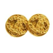 Pre-owned Metal earrings Chanel Vintage , Yellow , Dames