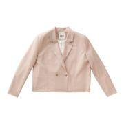 Gouden Knoop Cropped Boxy Blazer Aeron , Pink , Dames