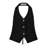 Zwarte Halter Vest Blazer Stijlvol Model Co'Couture , Black , Dames