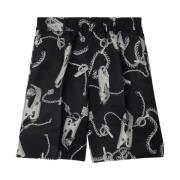 Ketting-Link Print Zwarte Shorts Burberry , Black , Dames