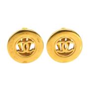 Pre-owned Metal earrings Chanel Vintage , Yellow , Dames