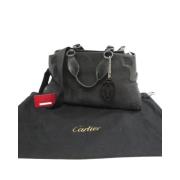 Pre-owned Suede handbags Cartier Vintage , Black , Dames