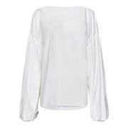 Witte Gerimpelde Boothals Shirt Khaite , White , Dames