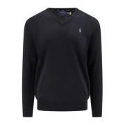 Zwart Gebreid V-Hals Slim Fit Ralph Lauren , Black , Heren