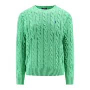 Groene Gebreide Trui met Geborduurd Logo Ralph Lauren , Green , Heren