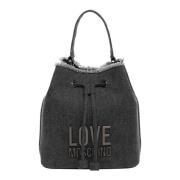 Metal Logo Bucket bag Love Moschino , Black , Dames
