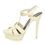 Pre-owned Leather sandals Yves Saint Laurent Vintage , White , Dames