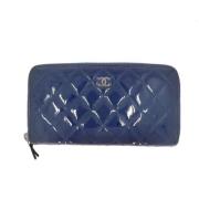 Pre-owned Leather wallets Chanel Vintage , Blue , Dames