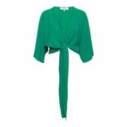 Groene top met korte mouwen en knoopdetail &Co Woman , Green , Dames