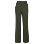 Broek van tropische scheerwol met rechte pijpen Marni , Green , Dames