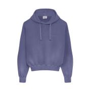 Indigo Blauw Fleece Hoodie Pullover Halfboy , Purple , Heren