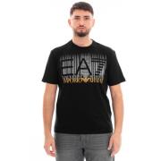 Heren Casual T-shirt Emporio Armani EA7 , Black , Heren