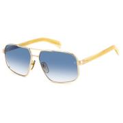 Gestreepte Beige Goud/Blauw Getinte Zonnebril Eyewear by David Beckham...