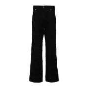 Patchwork Wide Leg Jeans Andersson Bell , Black , Heren