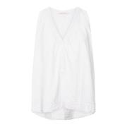 Elegante Mouwloze V-Hals Top Wit Rabens Saloner , White , Dames