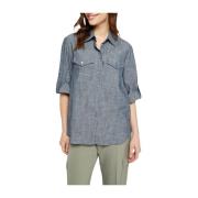 Blauwe Denim Blouse Chic Stijl Elena Mirò , Blue , Dames