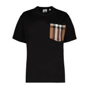 Vintage Check Pocket T-shirt Burberry , Black , Dames