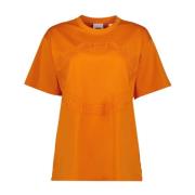 Oversized Ronde Hals Geborduurd T-shirt Burberry , Orange , Dames