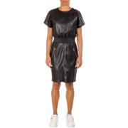 Chic Faux Leather Dress Karl Lagerfeld , Brown , Dames