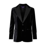 Zwart Fluweel Blazer Peak Revers Ralph Lauren , Black , Dames