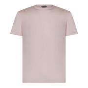 Roze Logo Geborduurd Crewneck T-shirt Tom Ford , Pink , Heren