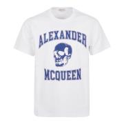 Skull Detail Crew Neck T-Shirt Alexander McQueen , White , Heren