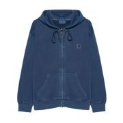 Navy Blue Zip-Through Hoodie Sweater Carhartt Wip , Blue , Heren