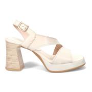 Leren hoge hak sandalen met platform Hispanitas , Beige , Dames