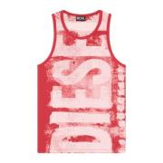 Tank top with smudged logo print Diesel , Red , Heren