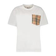 Vintage Check Pocket T-shirt Burberry , White , Dames