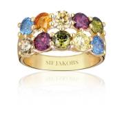 Vergulde Multicolor Zirkonia Ring Sif Jakobs Jewellery , Yellow , Dame...