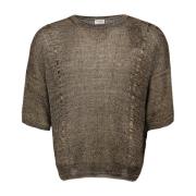 Gebreide Oversized Ronde Hals T-shirt Saint Laurent , Brown , Heren