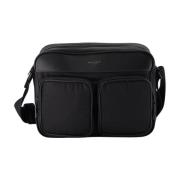 Nylon Camera Tas Zwart Leer Saint Laurent , Black , Heren