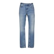 Baggy Jeans Rechte Snit Blauw Gewassen Saint Laurent , Blue , Heren