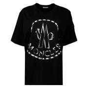 Metallic Logo T-shirt Moncler , Black , Dames