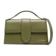 Groene Leren Handtas met Gouden Logo Jacquemus , Green , Dames