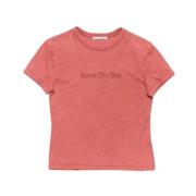 Rode Zalm Blurred Logo T-shirt Acne Studios , Red , Dames