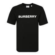 Zwart Katoenen T-Shirt Ronde Hals Burberry , Black , Dames