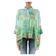 Relaxed Fit Viscose Shirt met All-Over Print Replay , Multicolor , Dam...