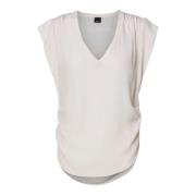 Zijden V-hals Blouse Pinko , Pink , Dames